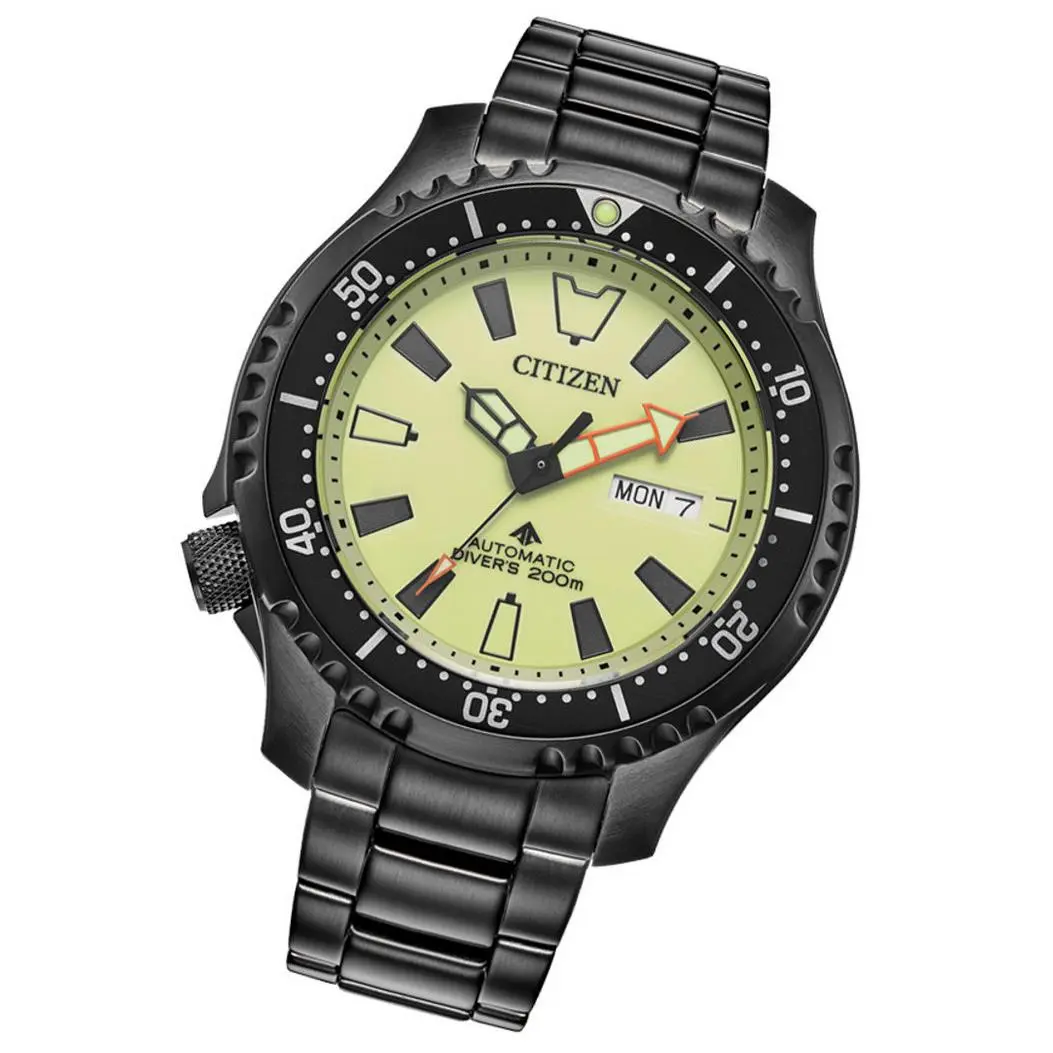 Citizen Promaster Automatic Sapphire Crystal Yellow Diver`s Watch NY0155-58X - Dial: Yellow, Band: Black, Bezel: Black