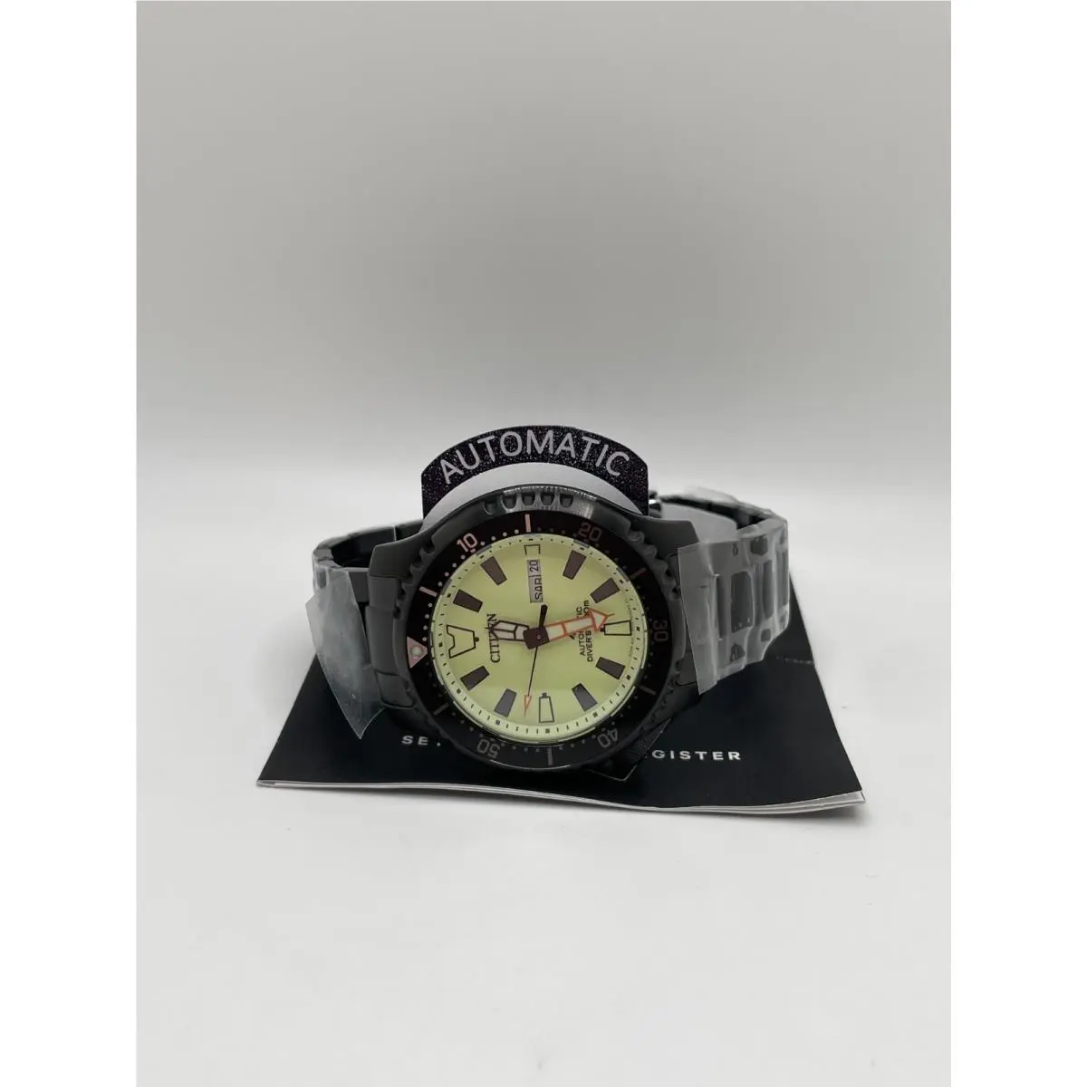 Citizen Promaster NY0155-58X Mens Black Day/date Auto Diver`s 200m Wristwatch - Dial: Yellow, Band: Black
