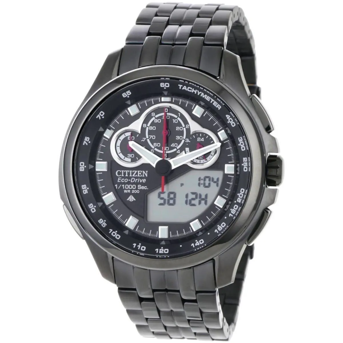 Citizen Eco-drive Mens Sst JW0097-54E - Dial: Gray, Band: Black, Bezel: Black