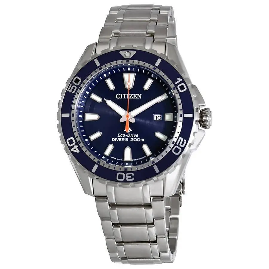 Citizen Promaster Diver 200 Meters Eco-drive Blue Dial Steel Men`s Watch - Blue, Dial: Blue, Band: Silver
