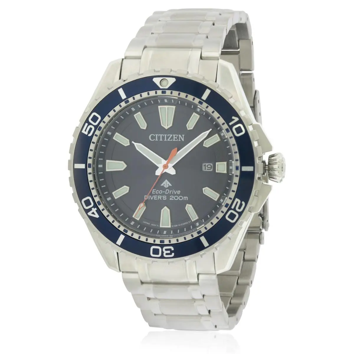 Citizen Eco-drive Promaster Diver Stainless Steel Mens Watch BN0191-55L - Dial: Blue, Band: Silver, Hand: Silver-Tone