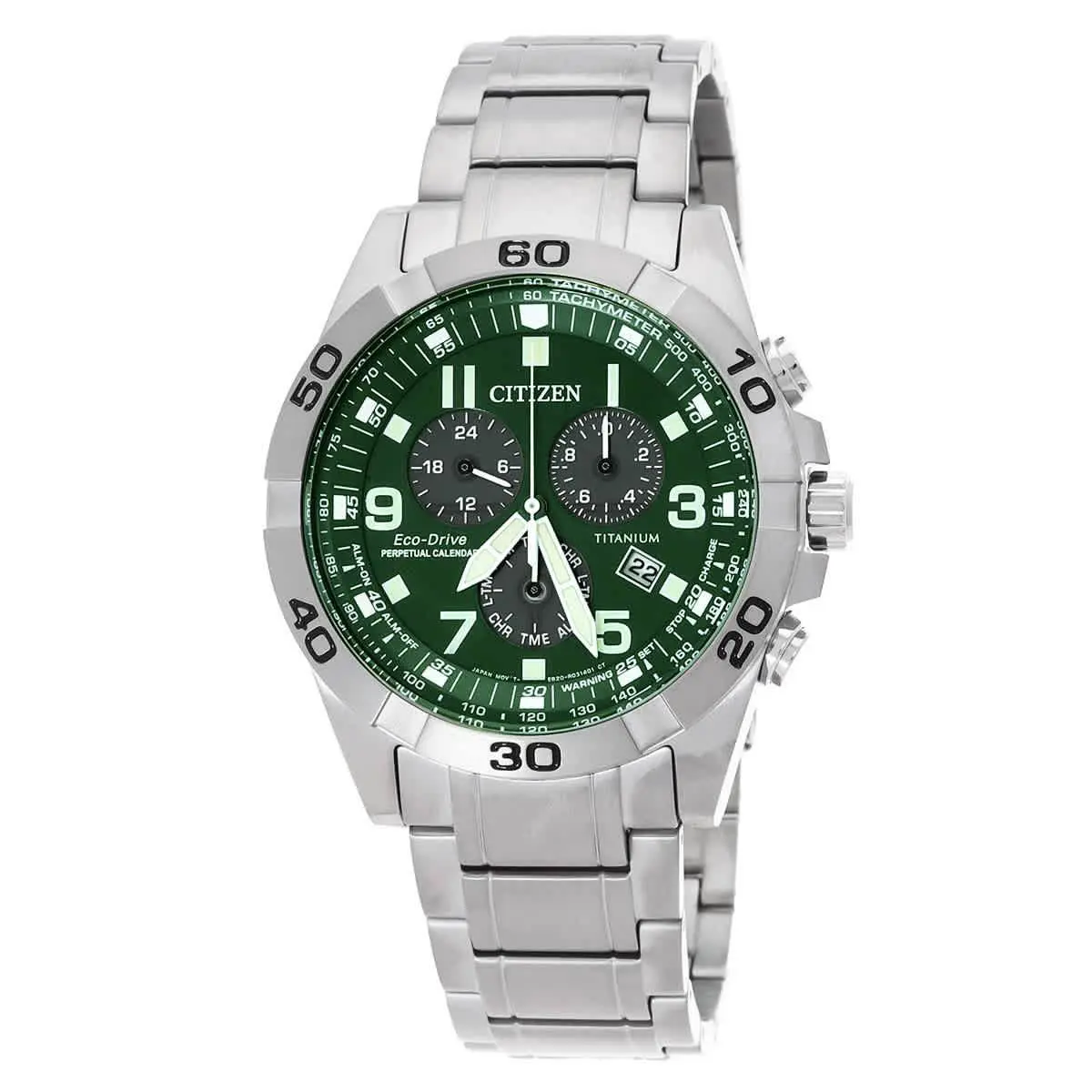 Citizen Brycen Chronograph Eco-drive Green Dial Men`s Watch BL5550-50X