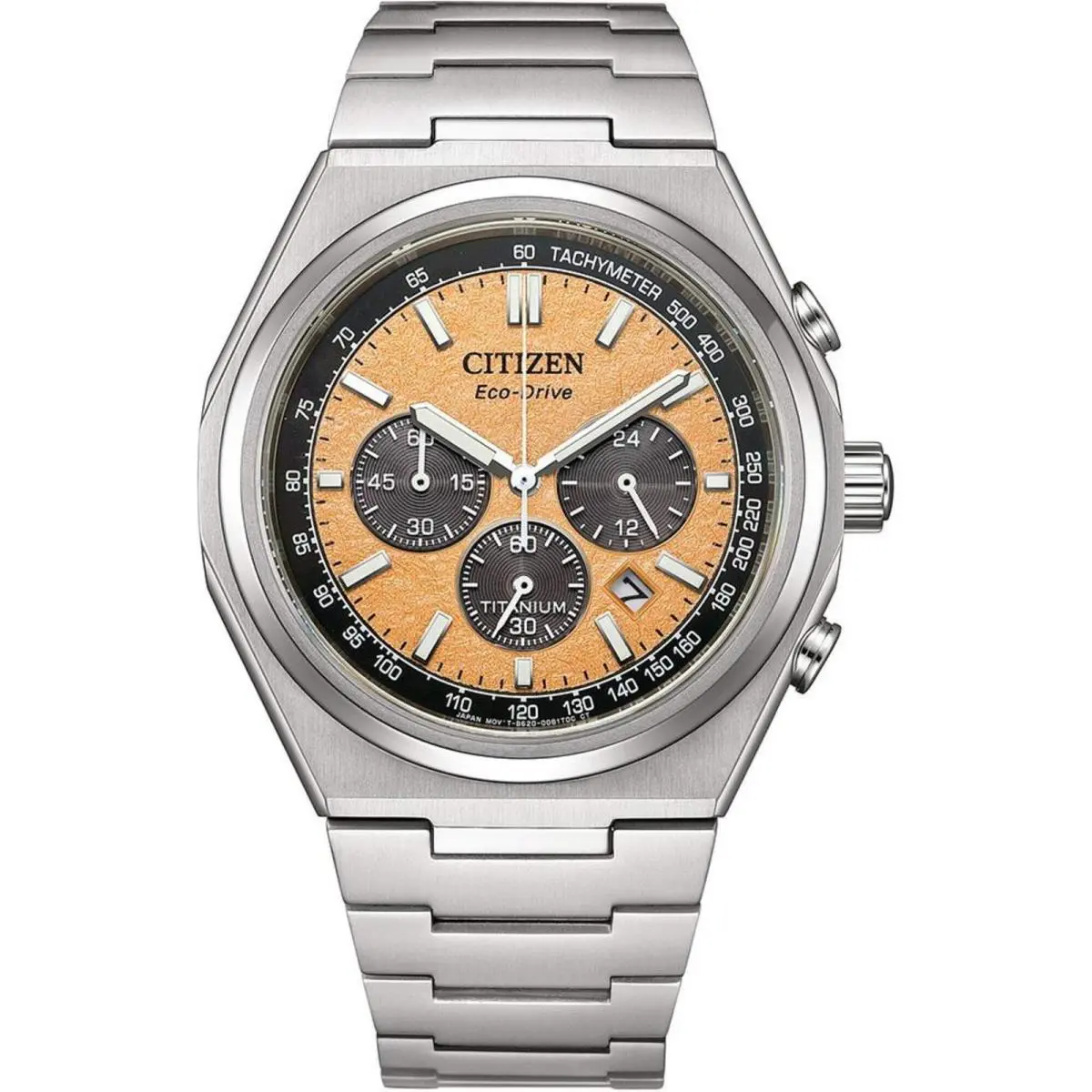 Citizen Men`s Watch Zenshin Eco-drive Orange Dial Titanium Bracelet CA4610-85Z