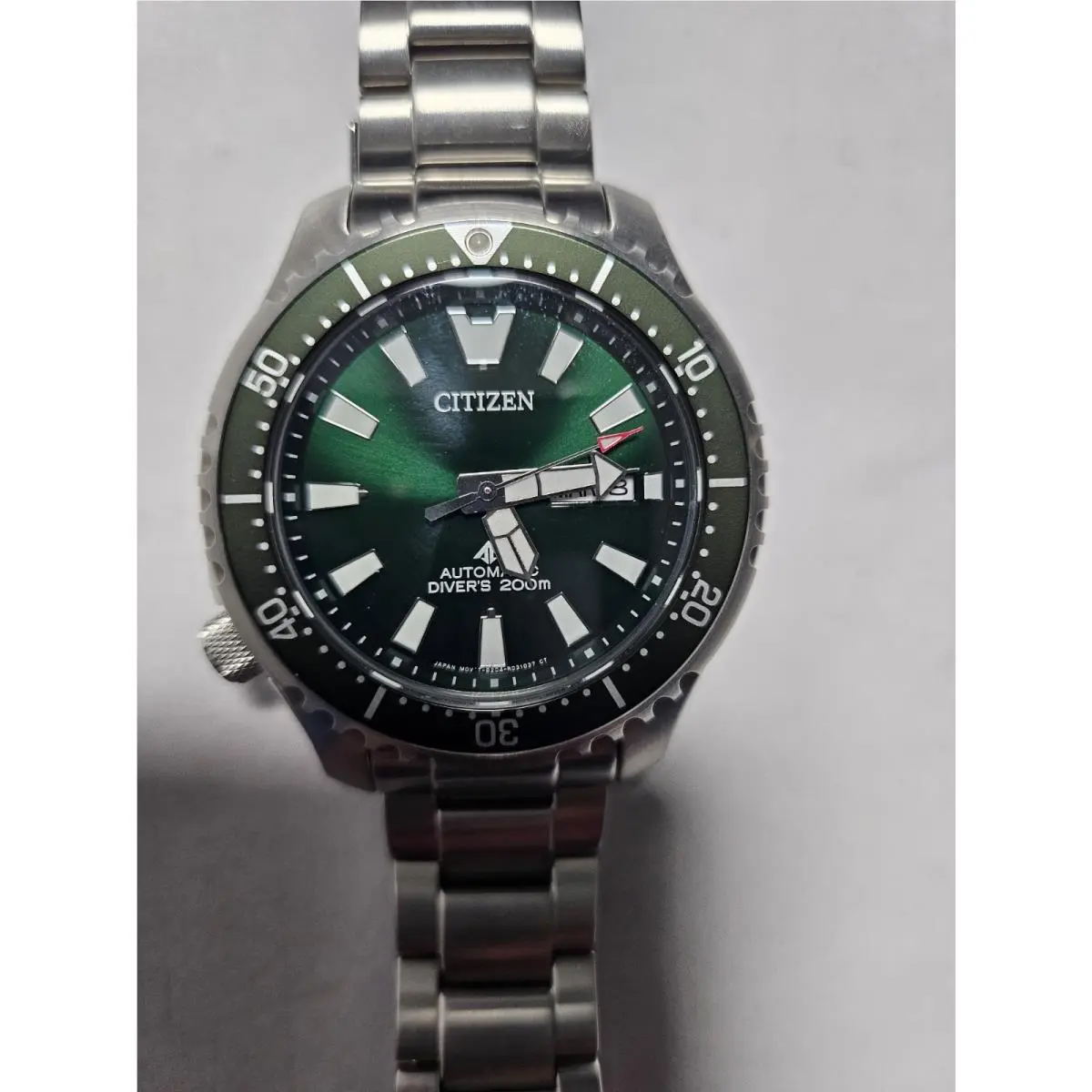 Citizen Men`s Promaster Dive Automatic Green Dial Watch - NY0151-59X - Dial: Green, Band: Silver