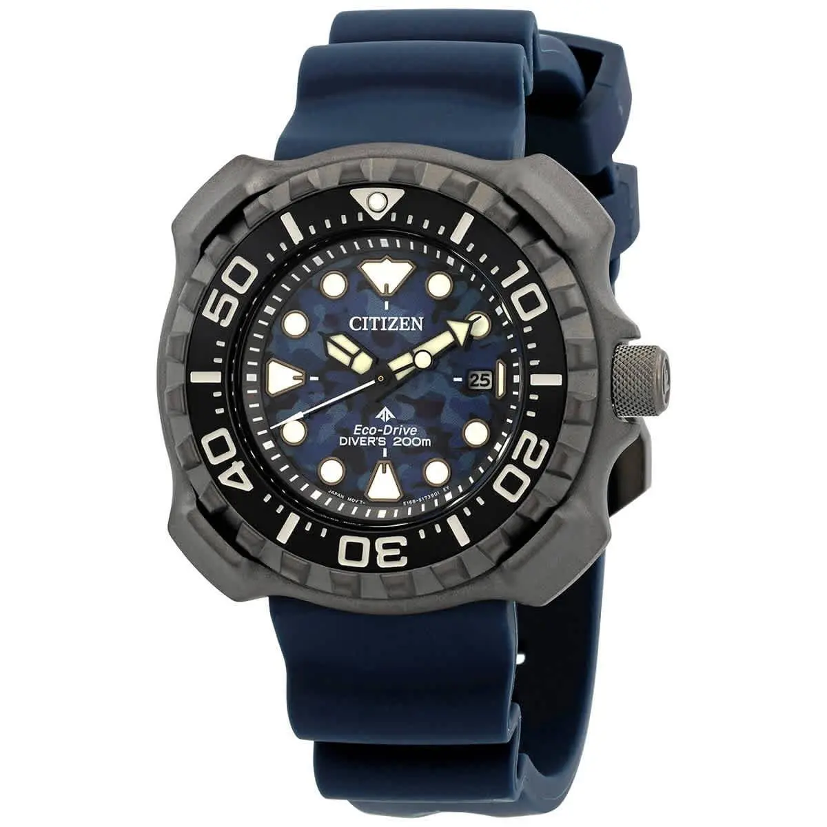 Citizen Promaster Diver Blue Dial Super Titanium Men`s Watch BN0227-09L - Blue, Dial: Blue, Band: Blue