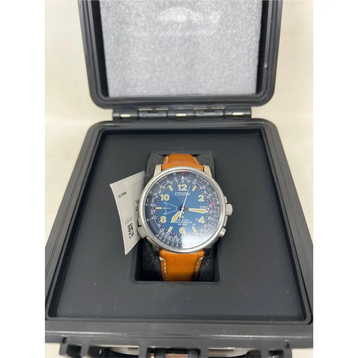 Citizen Mens Eco-drive Promaster Eco Sky Watch Brown Strap/blue Dial CB0241-00L - Dial: Blue, Band: Brown, Bezel: Silver