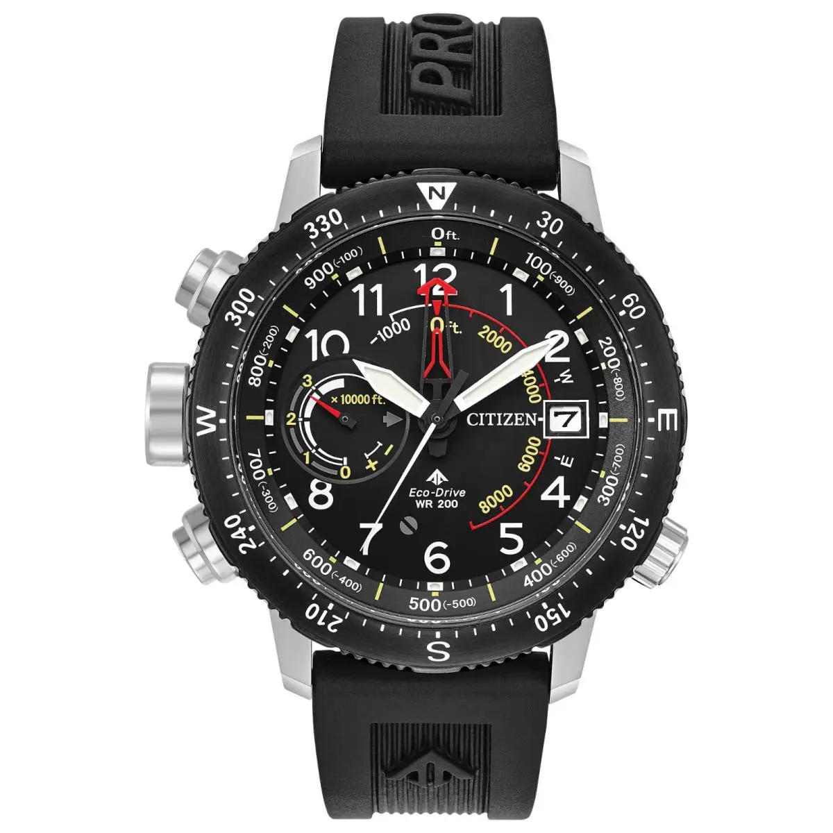 Citizen Eco Drive Divers Sports Promaster Altichron 200M Watch BN5058-07E - Dial: Black, Band: Black, Bezel: Black