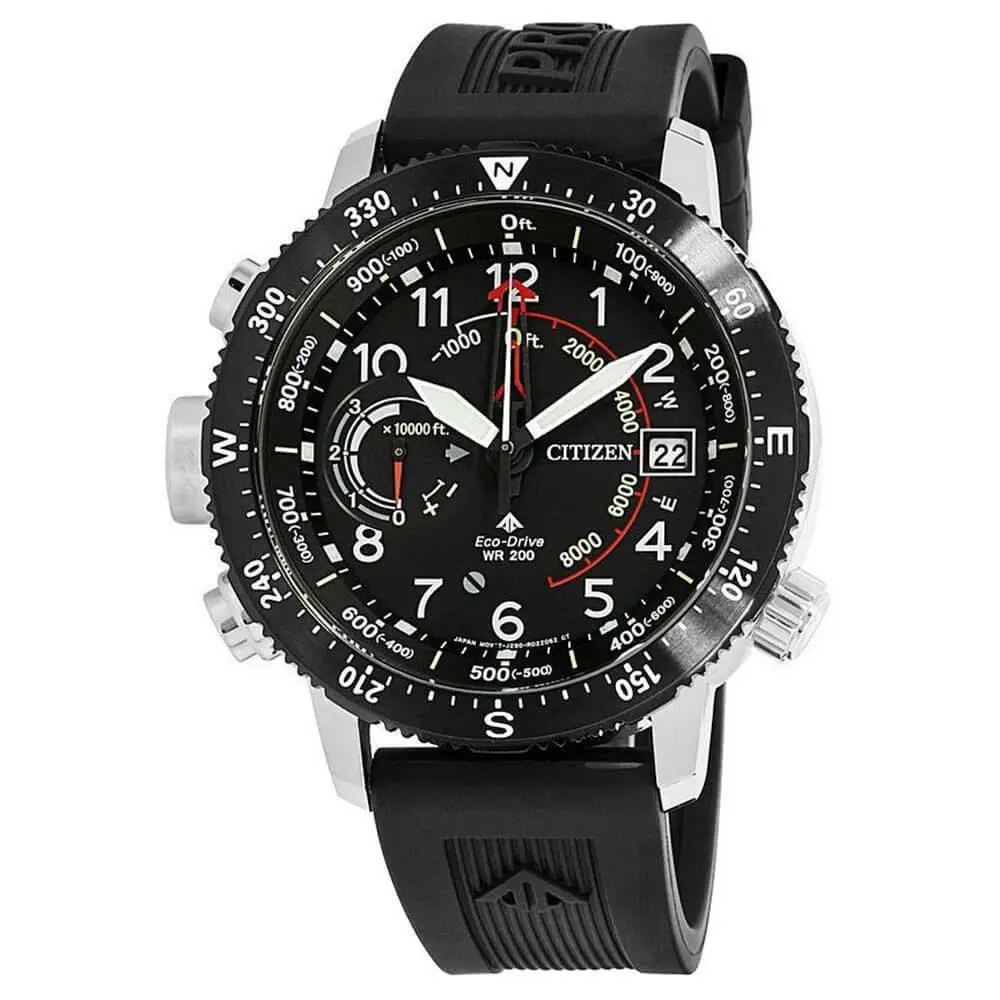 Citizen BN5058-07E Men`s Lefty Black Dial Black Strap Dive Watch - Dial: Black, Band: Black