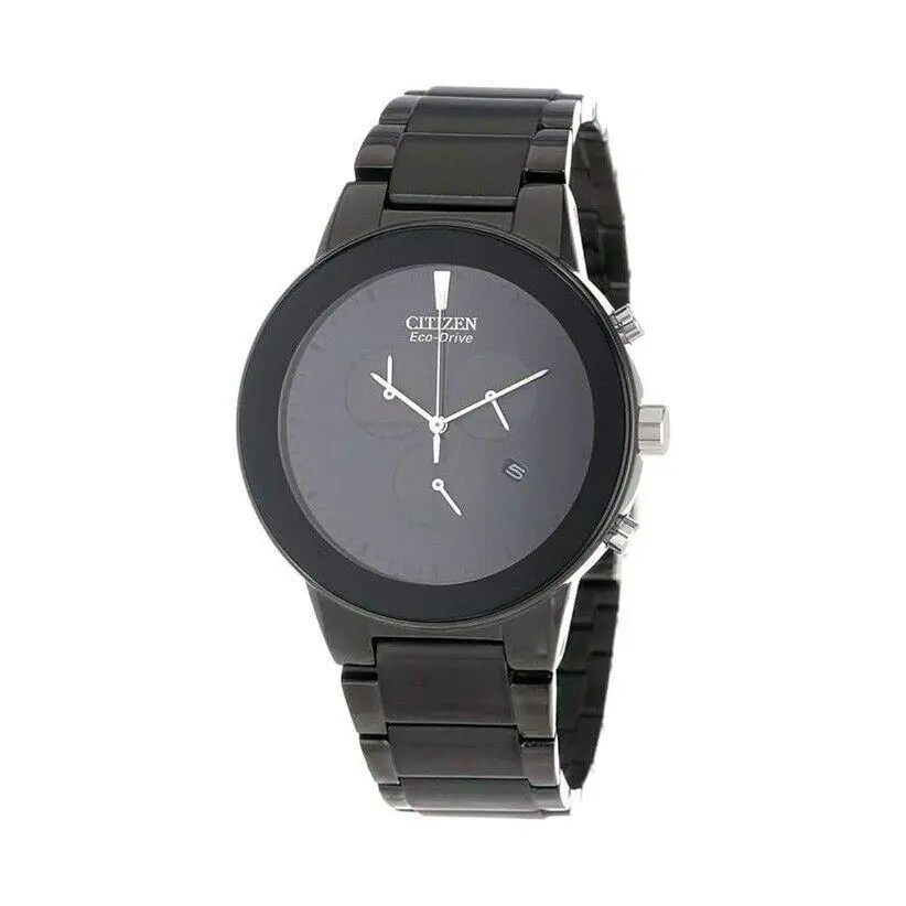 Men Black Dial Ion Plated Band Stainless Steel Watch - AT2245-57E by Citizen