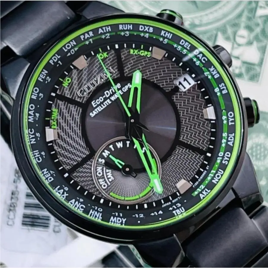 Citizen Satellite Wave Freedom Eco-drive Black Dial Men`s Watch CC3035-50E - Dial: Black, Band: Black, Bezel: Black