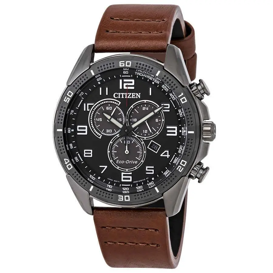 AR Eco-drive Chronograph Black Dial Men`s Watch AT2447-01E by Citizen
