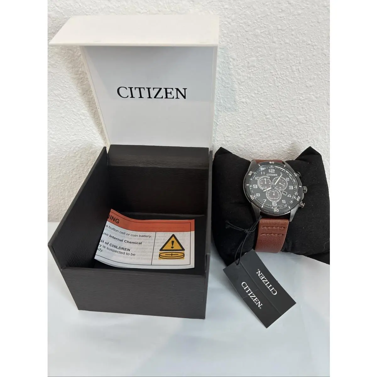 Citizen AR 45mm Gray Stainless Steel Case with Brown Leather Band