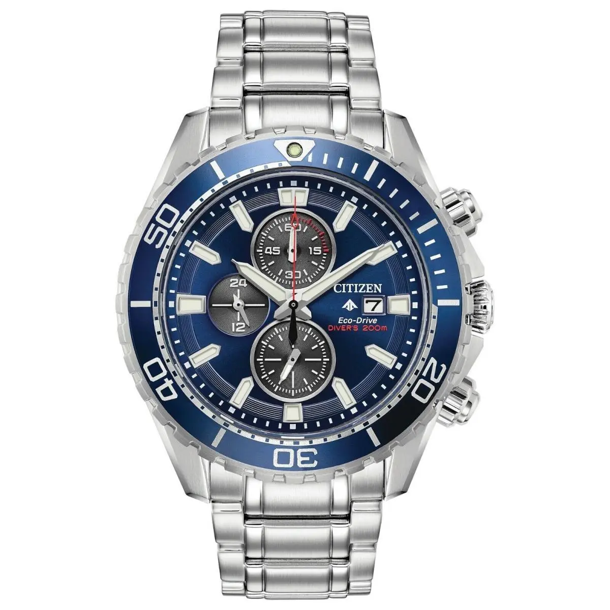Citizen CA0710-58L Promaster Diver 46MM Men`s Chronograph - Dial: Blue, Band: Silver, Bezel: Silver, Blue