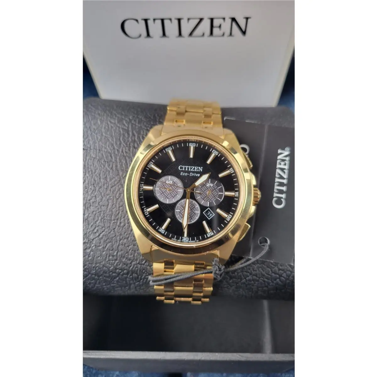 Citizen Peyten Chronograph Black Dial Men`s Watch CA4512-50E - Black, Dial: Black, Band: Gold-tone
