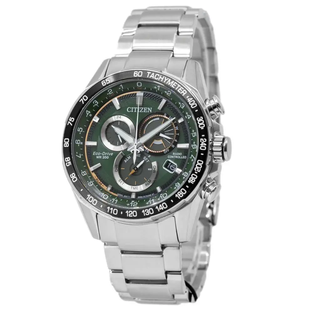 Citizen Radio Controlled Men`s Watch Sapphire Green Dial Eco-drive CB5914-89X