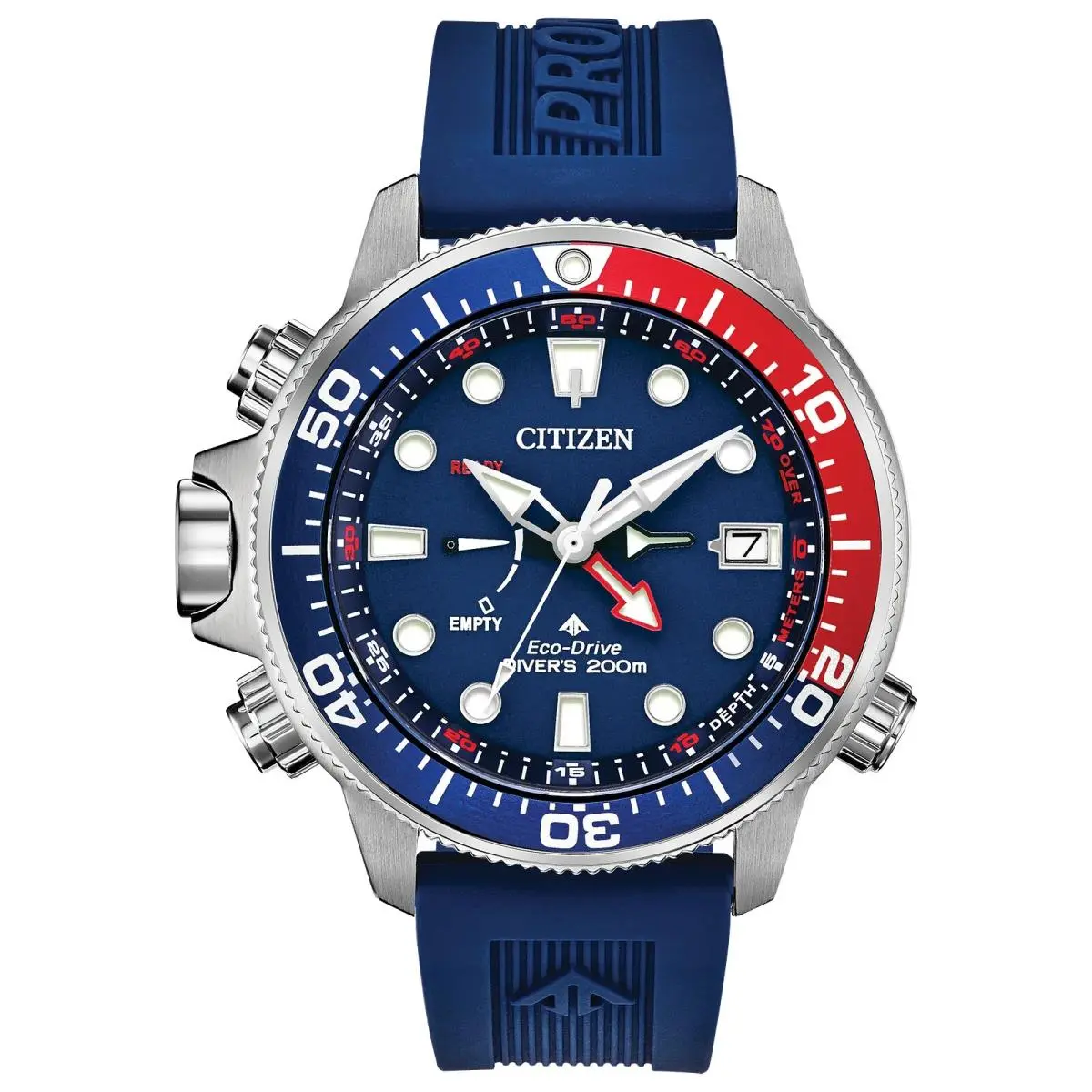 Citizen Promaster Aqualand Men`s Dive Watch Blue Dial BN2038-01L - Dial: Blue, Band: Blue, Bezel: Blue, Red