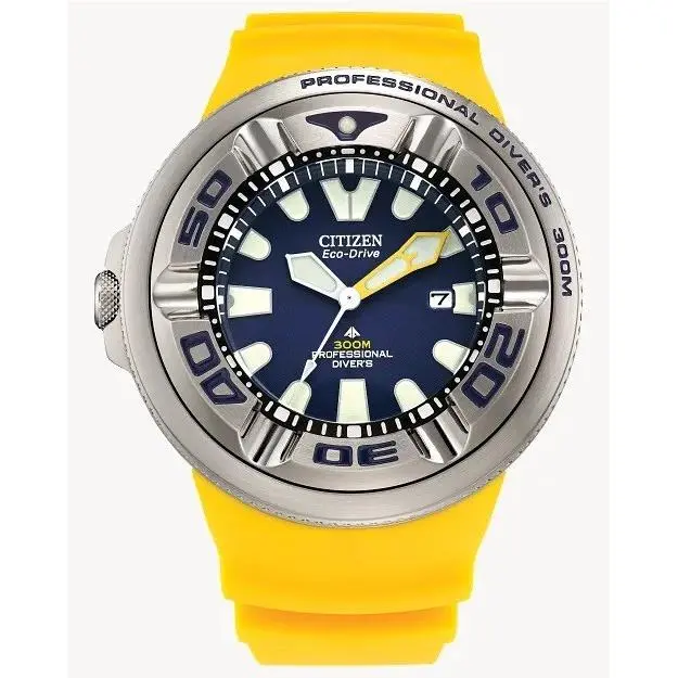 Citizen Promaster Blue Dial Dive Watch Polyurethane Yellow Band BJ8058-06L