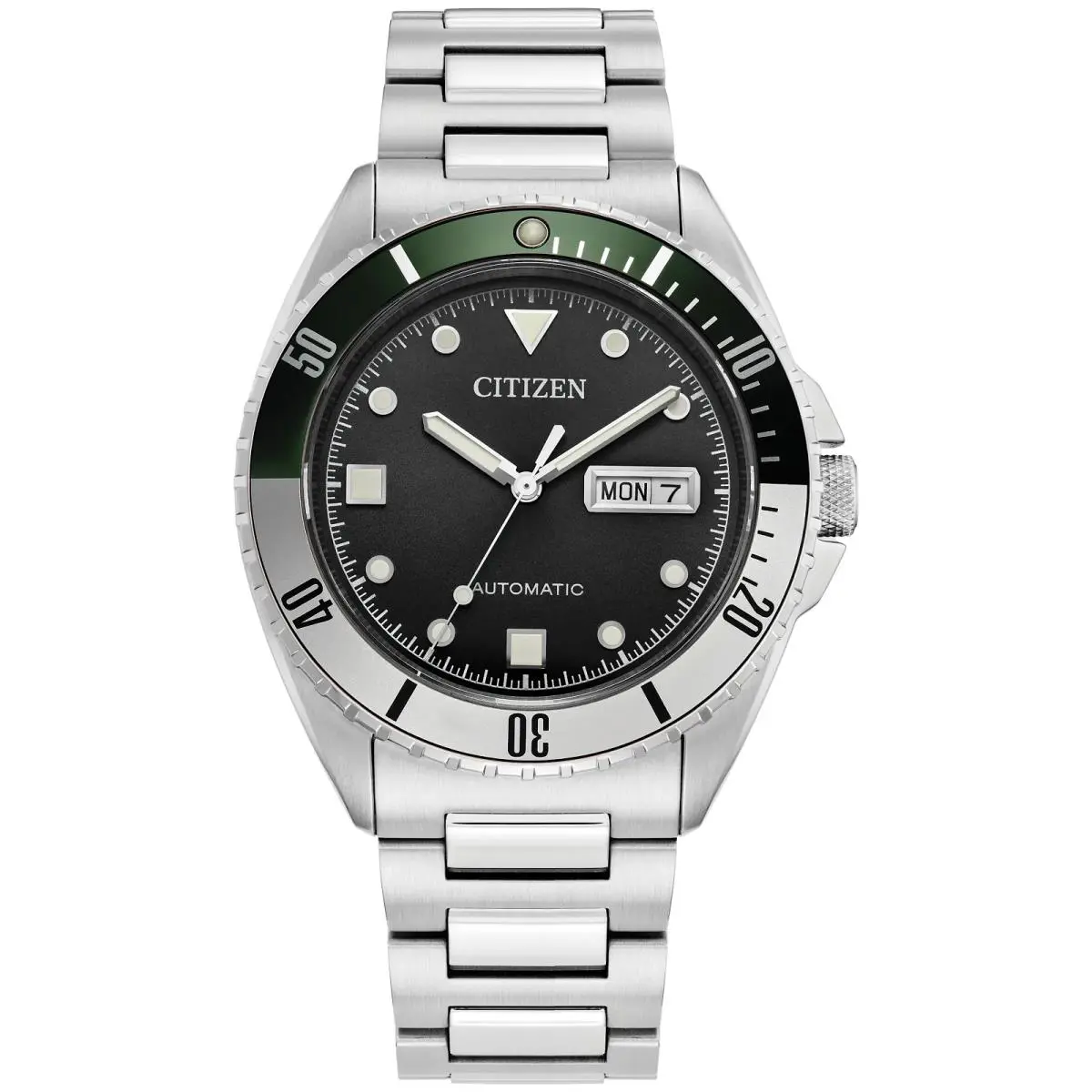Citizen Automatic Black Dial Men`s Watch NH7531-50E - Black, Dial: Black, Band: Silver-tone