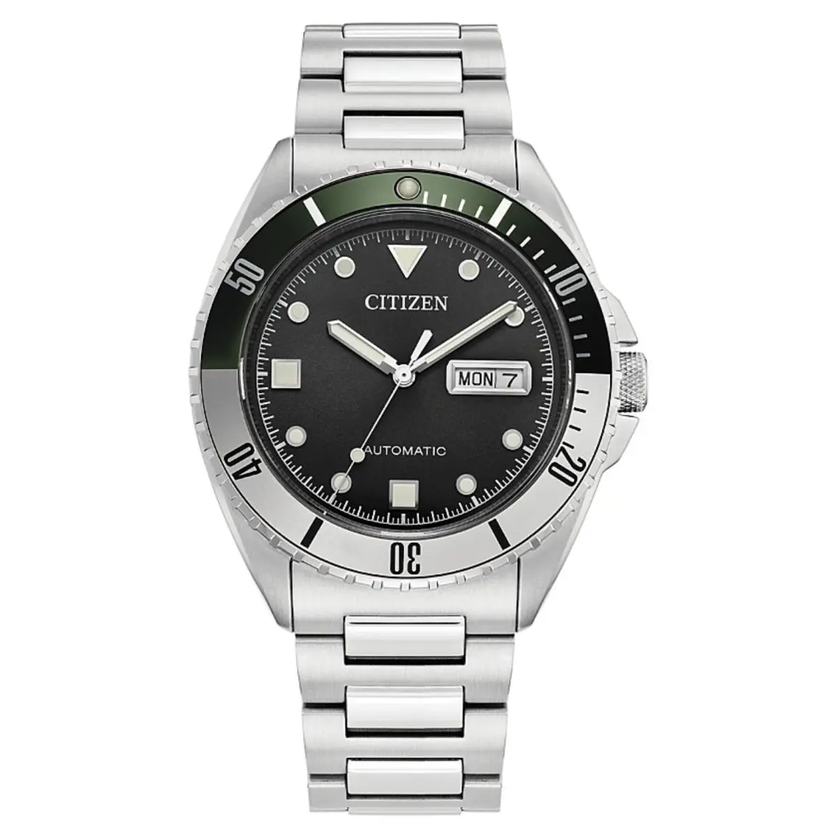 Citizen Men`s Sport Black Dial Watch - NH7531-50E - Dial: Black, Band: Silver
