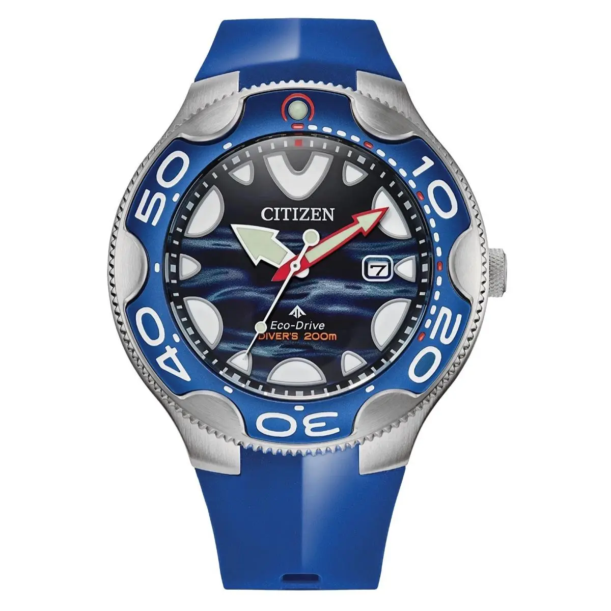 Citizen Promaster BN0238-02L Eco-drive Blue Dial Stainless Steel Men Diver Watch - Dial: Blue, Band: Blue, Bezel: Blue, Silver