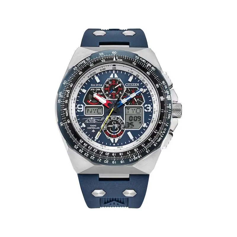 Citizen Promaster Skyhawk Sikorsky Men`s JY8156-00L Watch World Time Blue Dial - Dial: Blue, Band: Blue, Bezel: Blue
