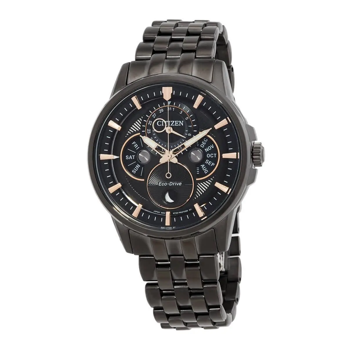 Citizen Calendrier Multifunction Black Dial Black-plated Men`s Watch BU0057-54E