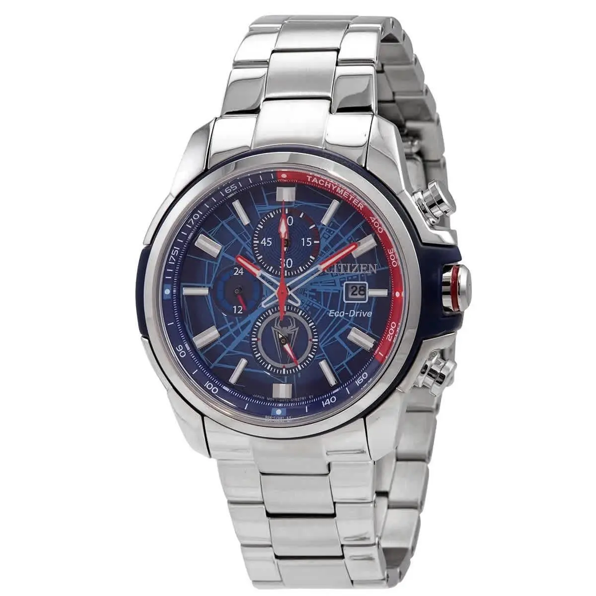 Marvel Spider-man Eco-drive Chronograph Blue Dial Men`s Watch CA0429-53W by Citizen