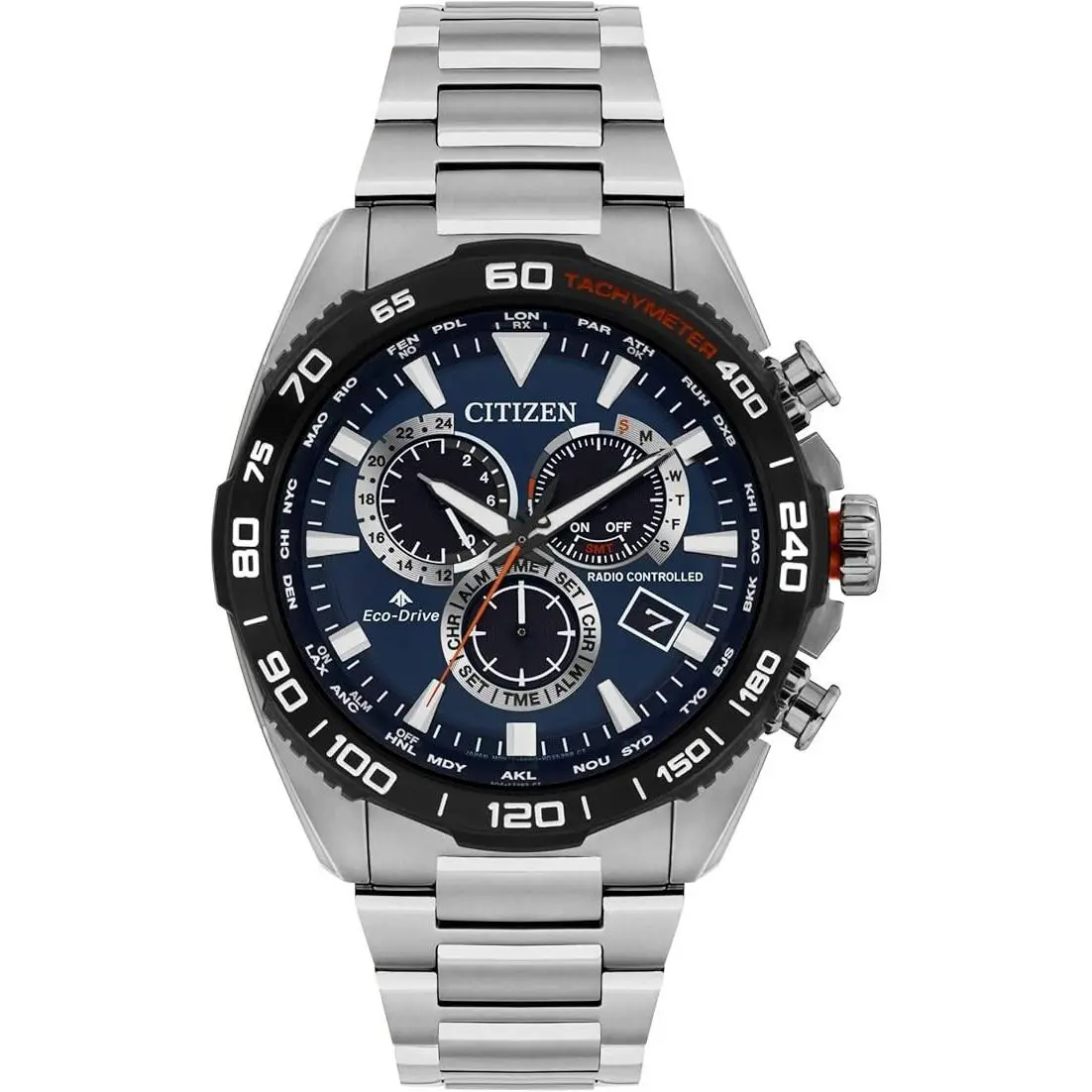 Citizen Men`s Promaster Blue Dial Watch - CB5034-58L - Dial: Blue, Band: Silver, Bezel: Black