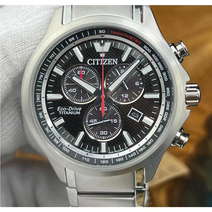Citizen Super Titanium Sapphire Crystal AT2470-85E Chronograph Black Dial Watch