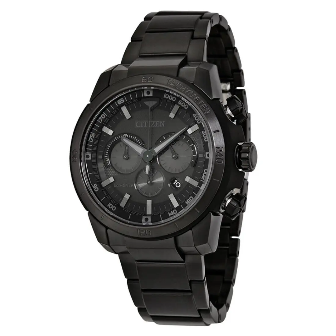 Citizen Ecosphere Men`s Eco-drive Chronograph Watch CA4184-81E - Face: Black, Dial: Black, Band: Black