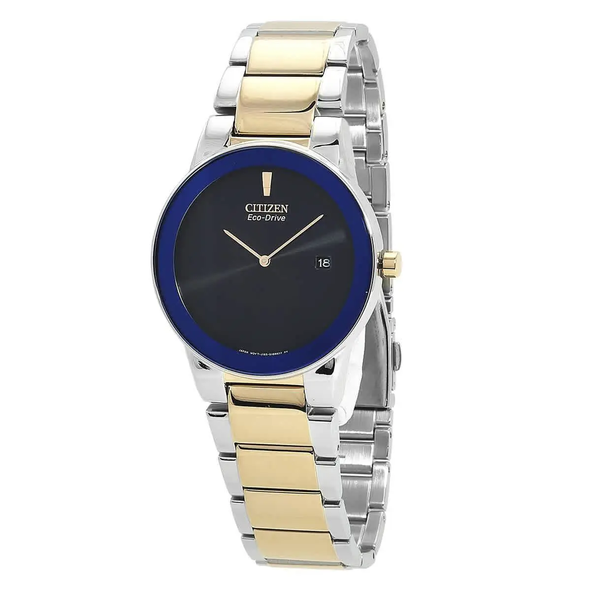 Citizen Eco-drive Blue Dial Two-tone Men`s Watch AU1064-85L - Blue, Dial: Blue, Band: Two-tone (Silver-tone and Rose Gold-tone)