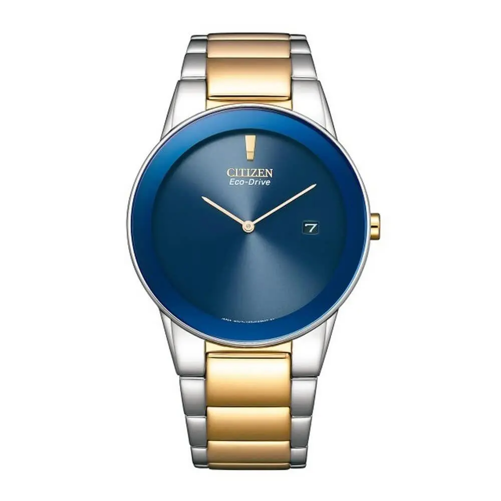 Analog Blue Dial Men`s Watch-AU1064-85L Eco Drive Two Tone by Citizen