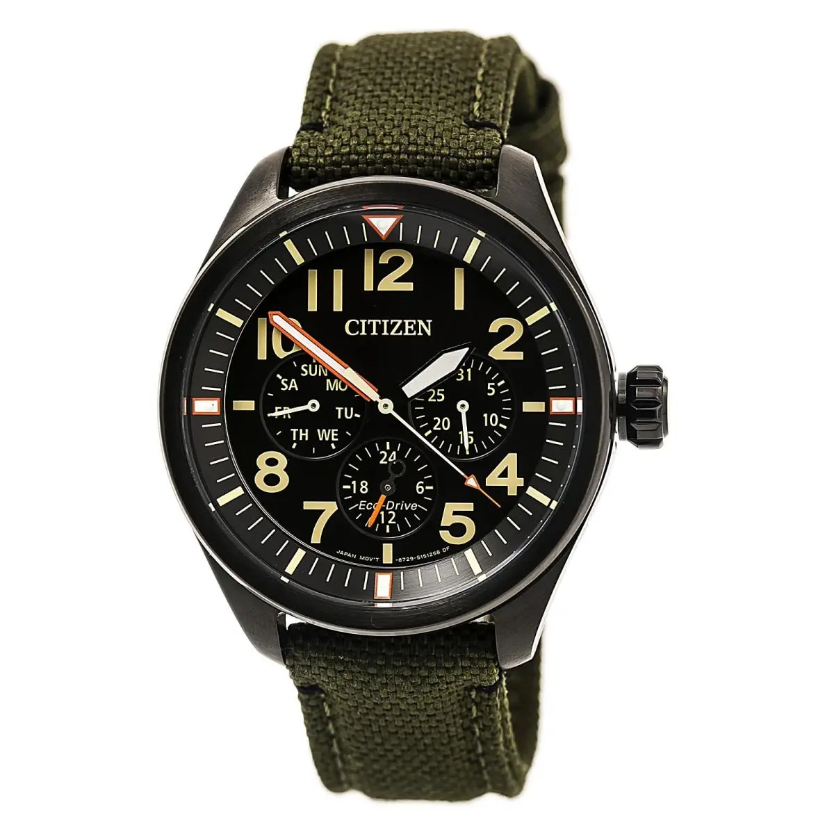 Citizen BU2055-16E Men`s Black Dial Dark Green Cordura Strap Watch
