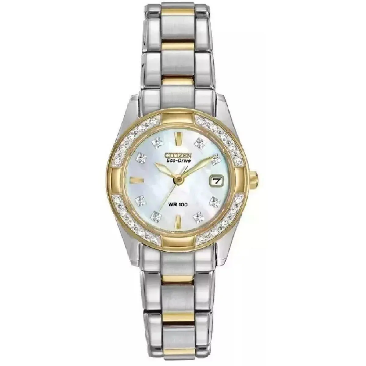 Citizen EW1824-57D Women`s Eco-drive Two Tone Mother of Pearl Crystalized Dial W