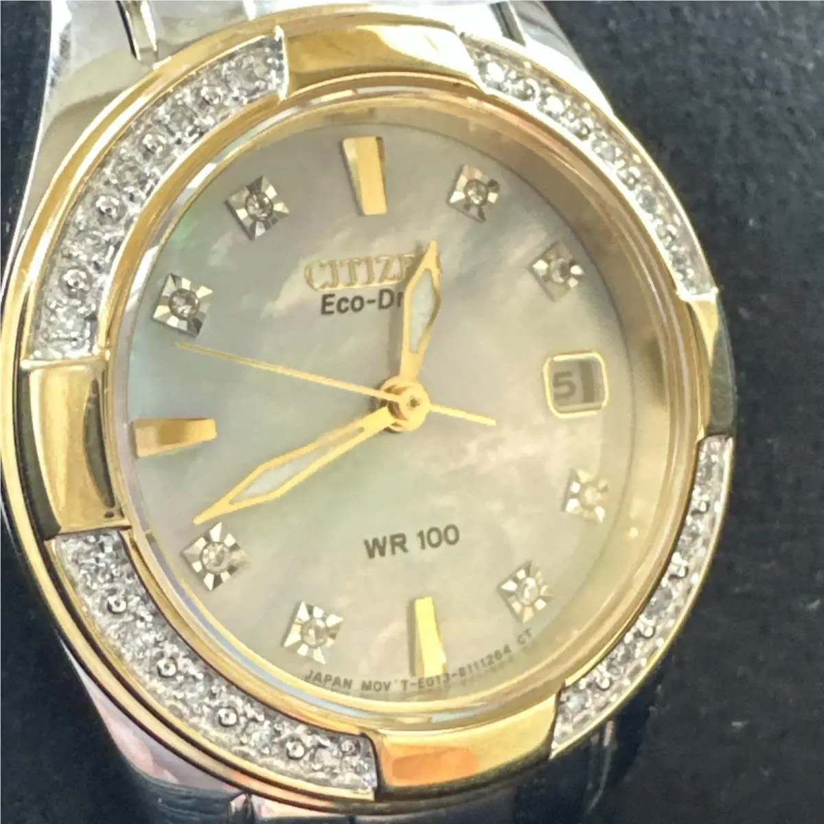 EW1824-57D Women`s Eco-drive Two Tone Mother of Pearl Crystalized Dial W by Citizen