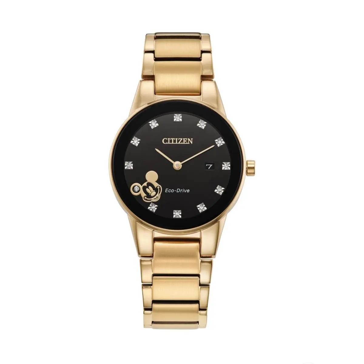Citizen Mickey Mouse Eco-drive Diamonds Ladies 29mm Gold SS Watch GA1078-51W