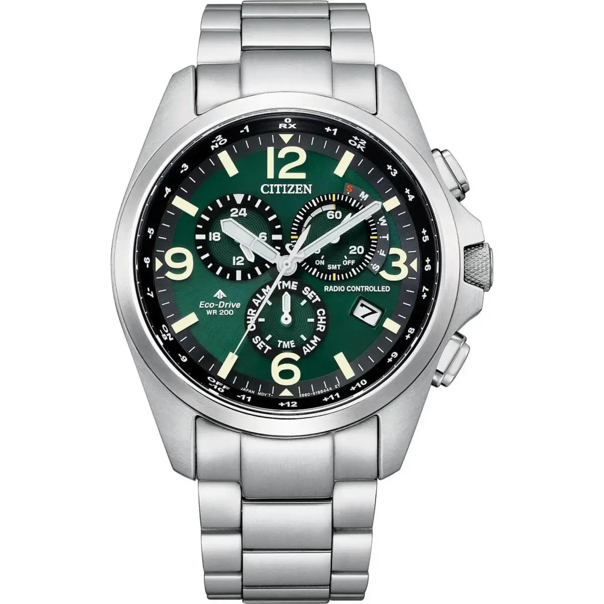 Men`s Watch Promaster Land Chrono Green Dial Steel Bracelet CB5921-59X by Citizen