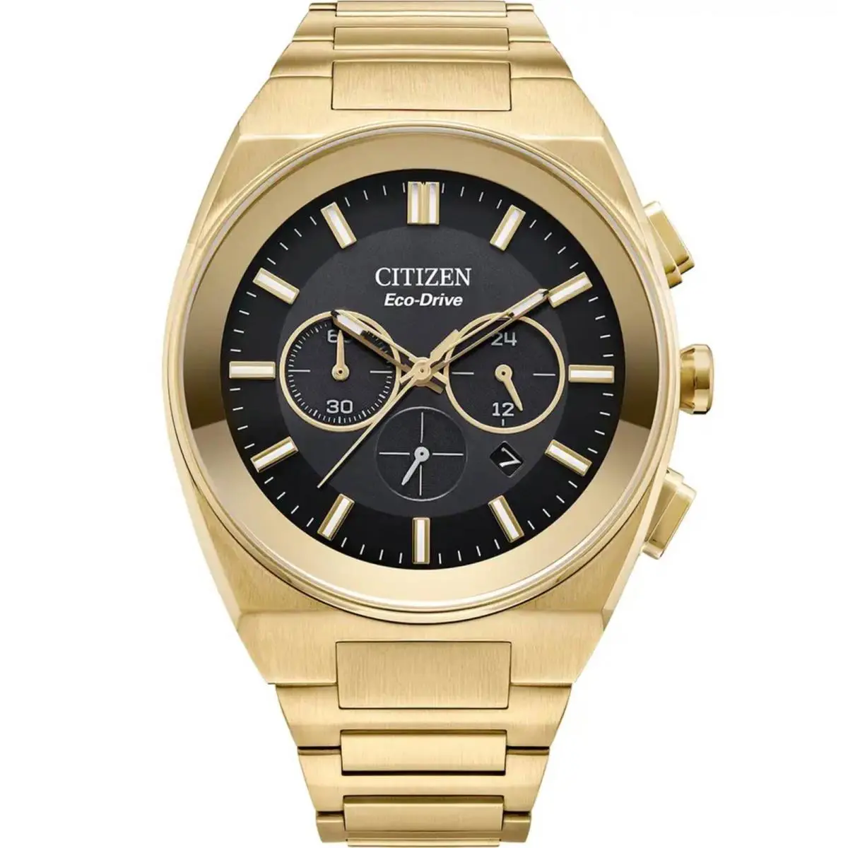 Citizen Men`s Watch Axiom SC Chrono Black Dial Yellow Gold Bracelet CA4582-54E - Dial: Black, Band: Yellow