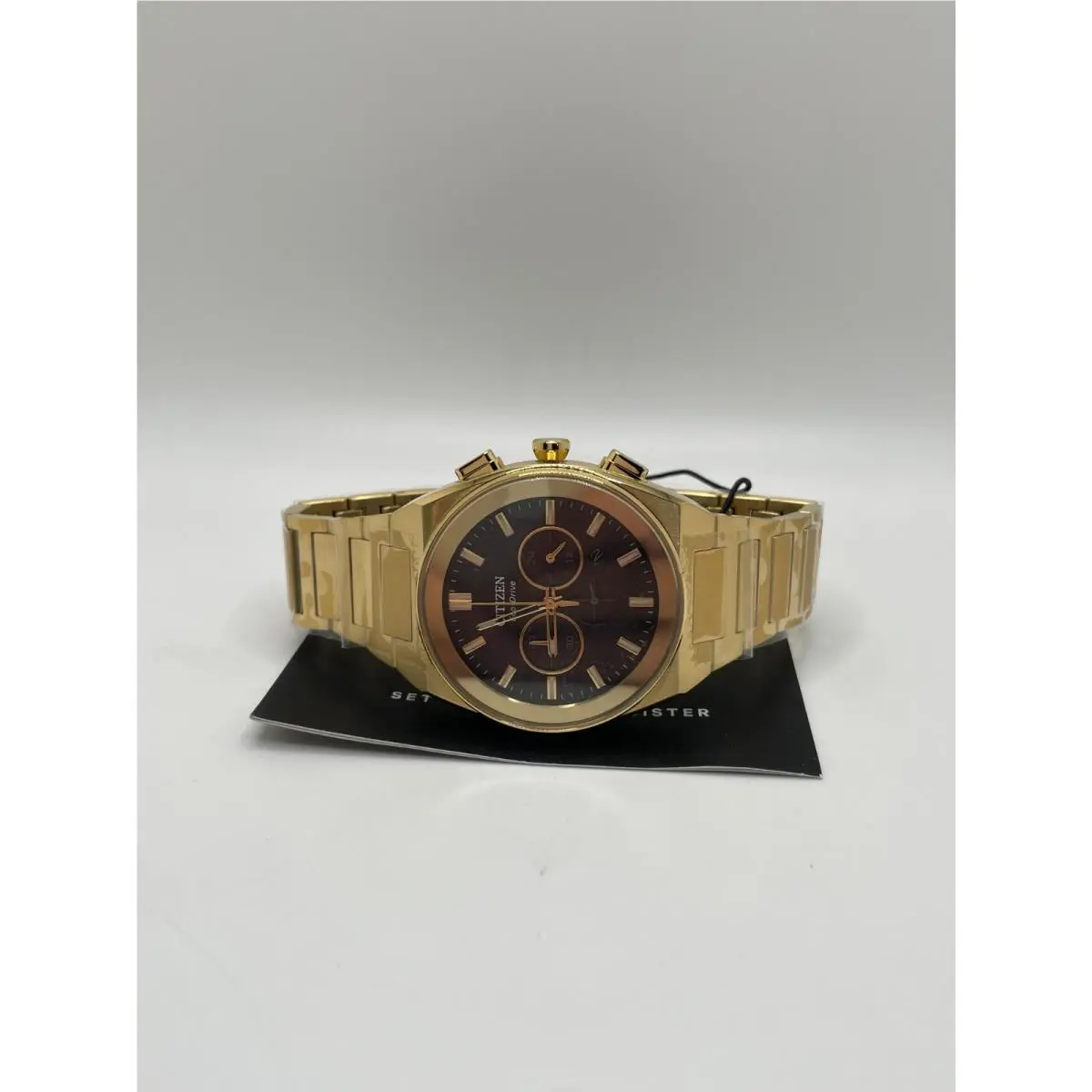 Eco-drive CA4582-54E Mens Gold Band Axiom Chronograph Analog Wristwatch by Citizen