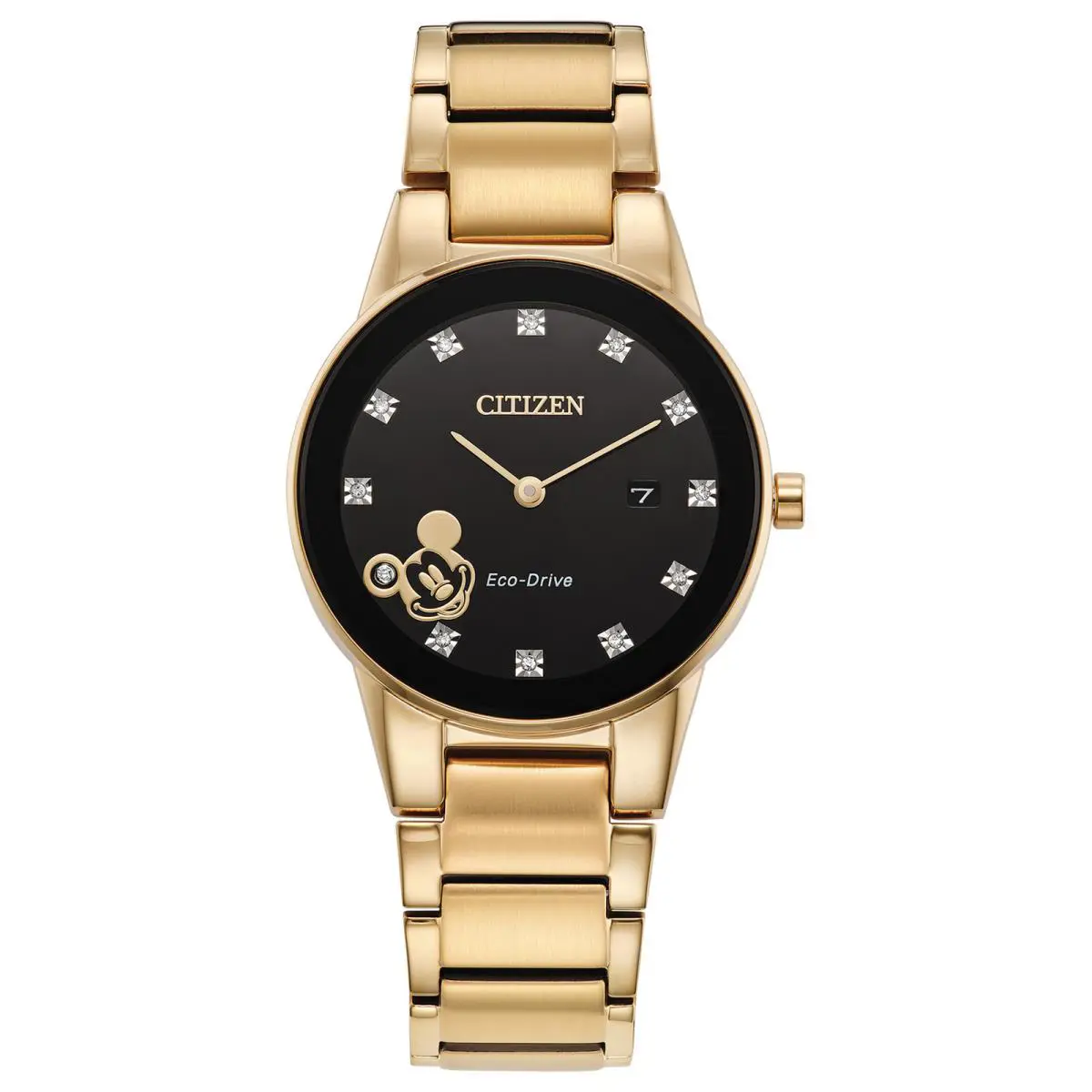 Disney Mickey Mouse Watches For Women Gold Citizen Eco Drive Wrist Watch - Gold