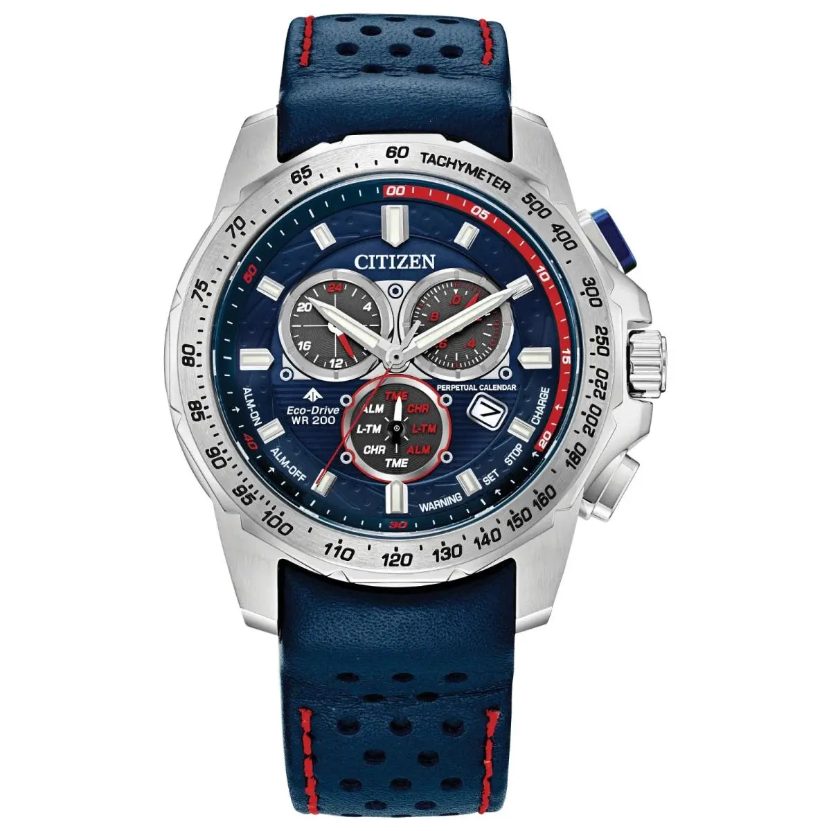 Men`s Citizen Promaster MX 43mm Chronograph Leather Solar Watch BL5571-09L