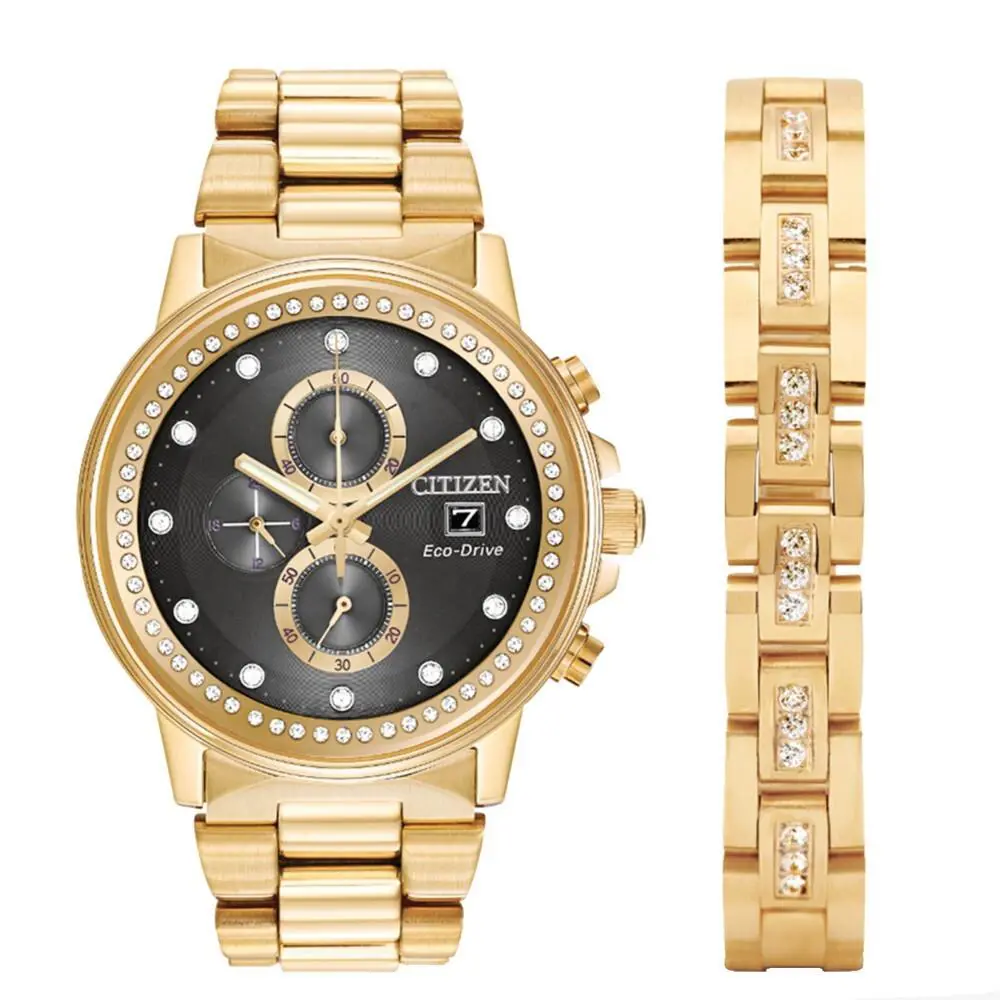 Citizen Watch Women Eco-drive FB3002-61E - Dial: Gold, Band: Gold