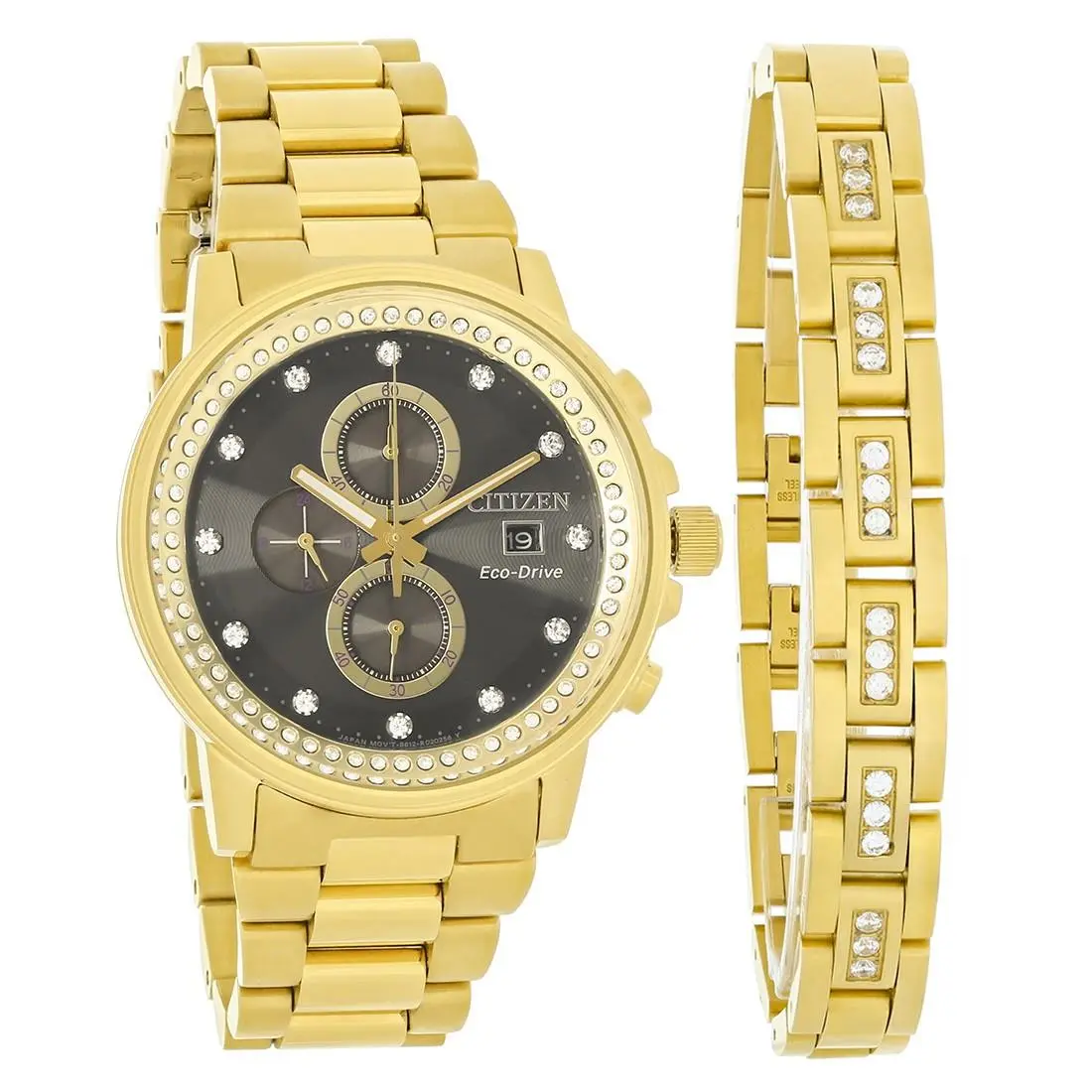 Eco-drive Nighthawk Men`s Gold Tone Bracelet Watch FB3002-61E by Citizen