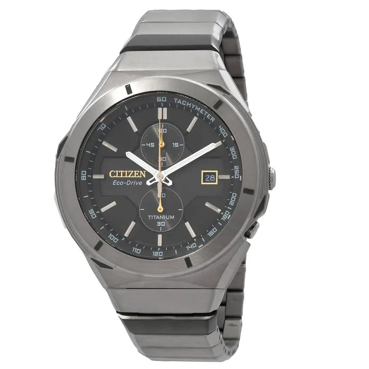 Citizen Super Titanium Armor Chronograph Black Dial Men`s Watch CA7058-55E - Black, Dial: Black, Band: Silver