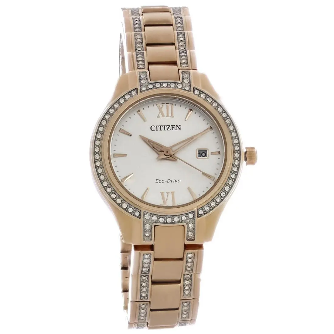 Eco-drive Silhouette Women`s Crystal Rose Gold Tone Watch - FE1233-52A by Citizen