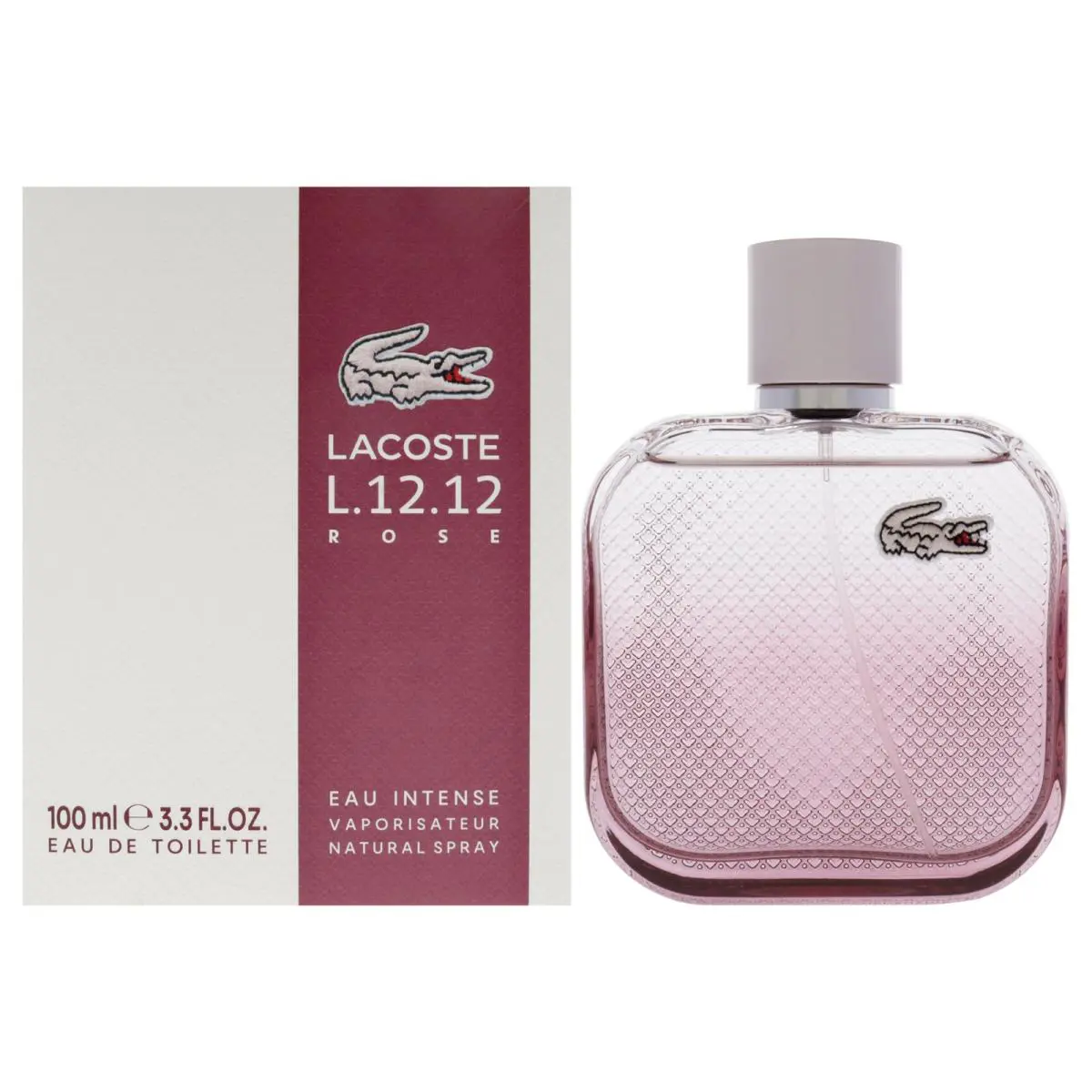 3 Pack Lacoste Eau De L.12.12 Rose Eau Intense by Lacoste For Women - 3.3 oz Edt