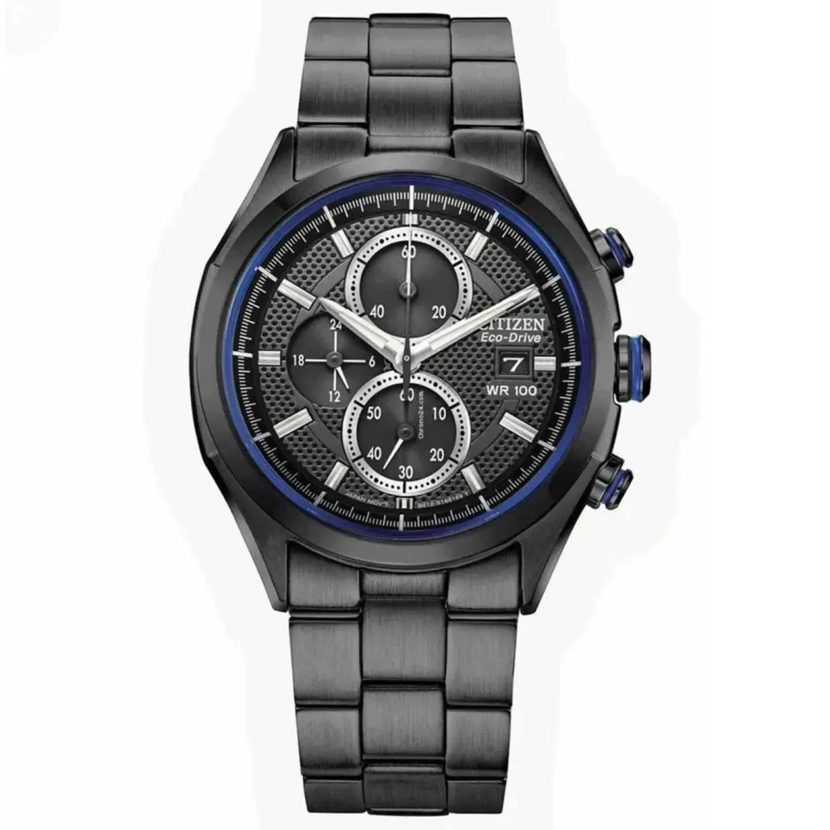 Citizen Men`s Watch Sport Eco-drive Chronograph Black Dial Bracelet CA0438-52E