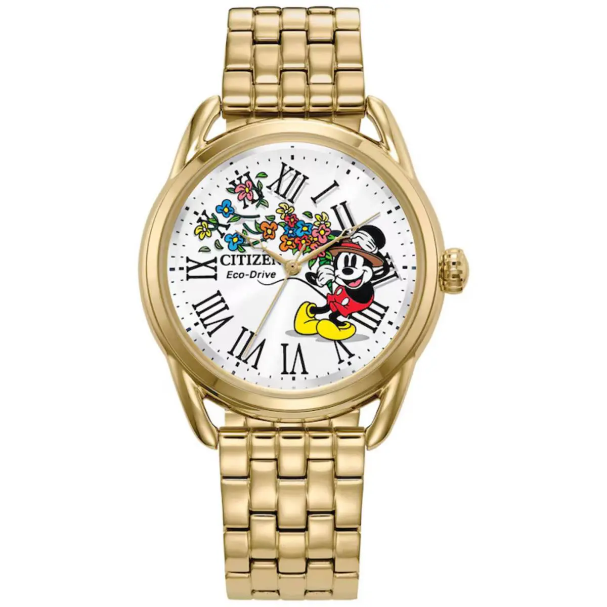 Women`s Watch Disney Mickey Mouse Eco-drive Yellow Gold Steel FE7093-57W by Citizen