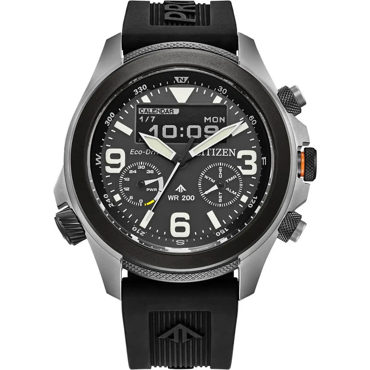 Citizen Eco Drive Man`s Promaster Land Analog / Digital Watch JV1007-07E - Dial: Black, Band: Black, Bezel: Black