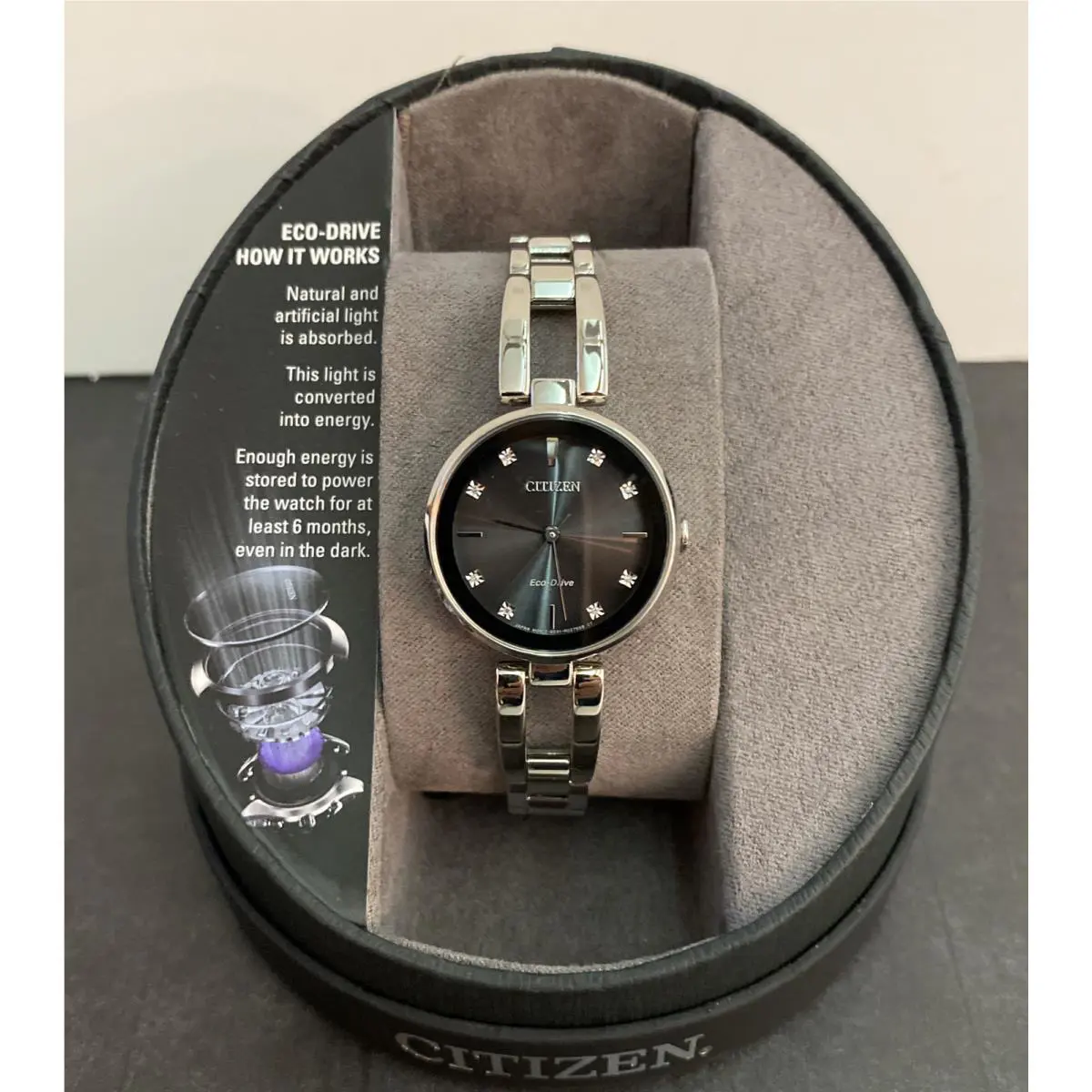 Citizen EM0636-55F Ladies Eco-drive Axiom Diamond Accent Stainless Watch 28 mm